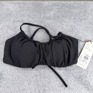 Calia Scrunched Tie Back Bikini Top Pure Black Size S WSA34201B NEW